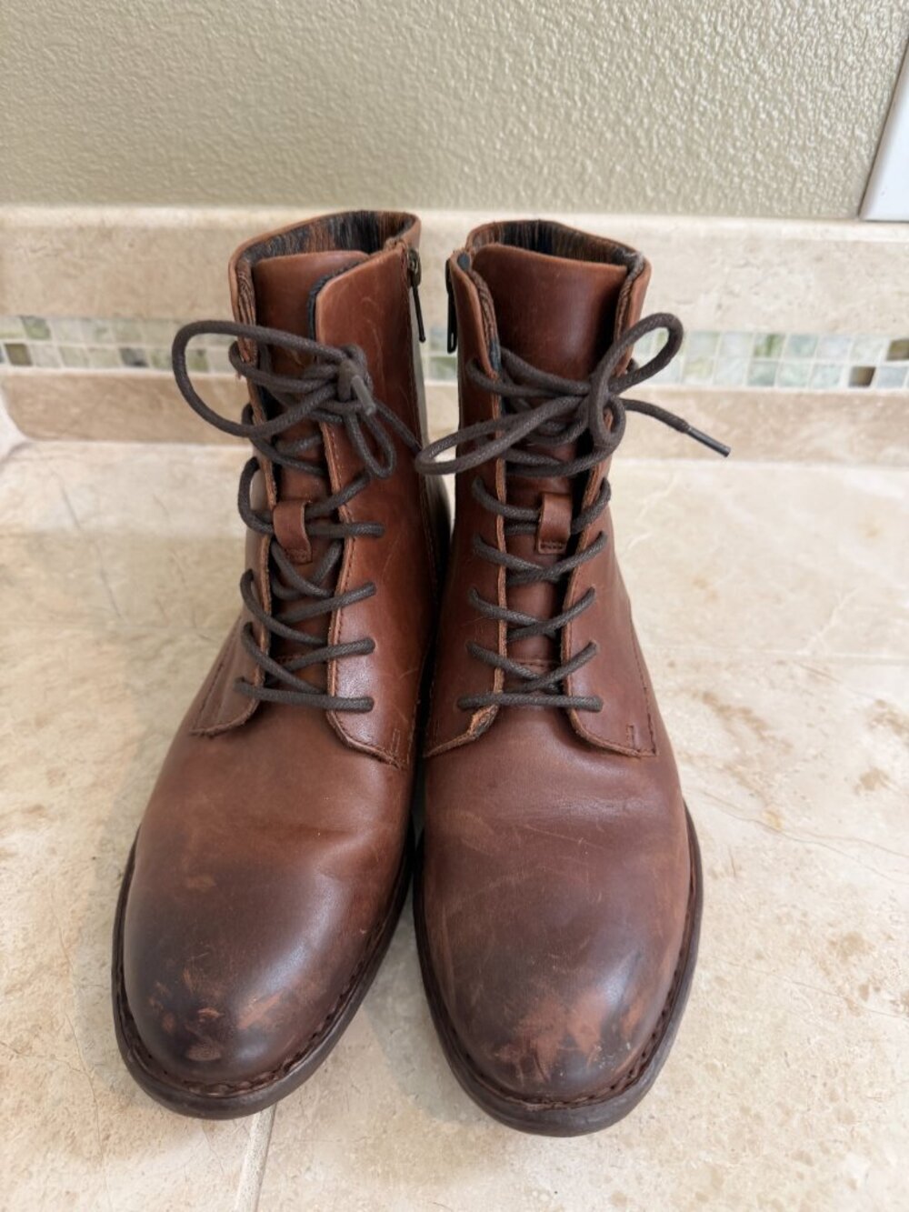 BORN Betsy Lace Up Combat Boots Distressed Brown Size 8.5 - Picture 7 of 13